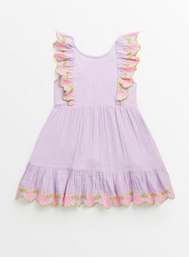 Lilac Embroidered Woven Dress 