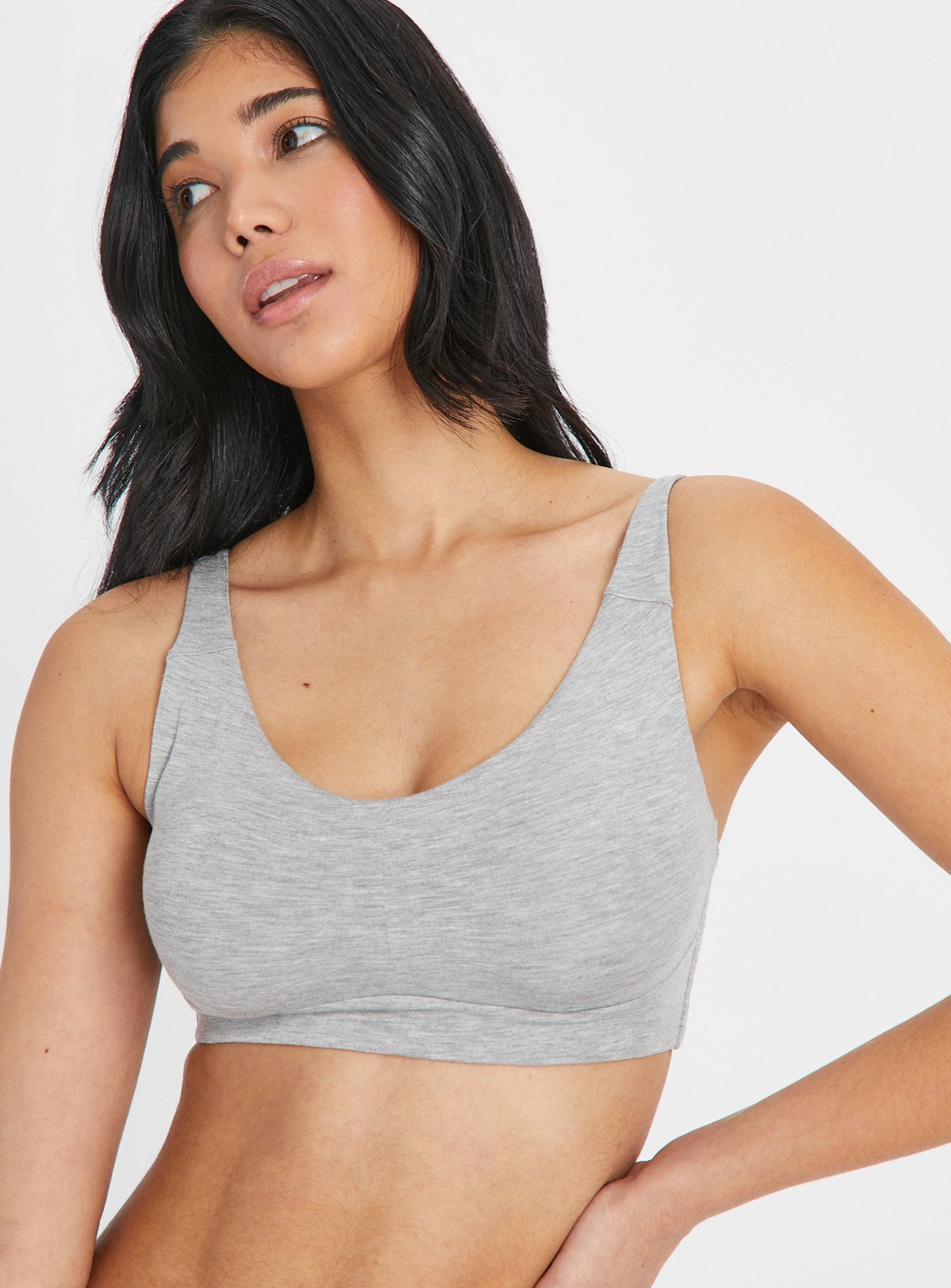 Grey Marl Padded Non-Wired Bra 