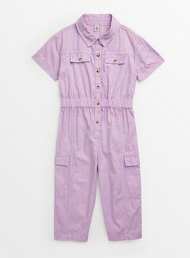 Lilac Utility Short Sleeve Jumpsuit 