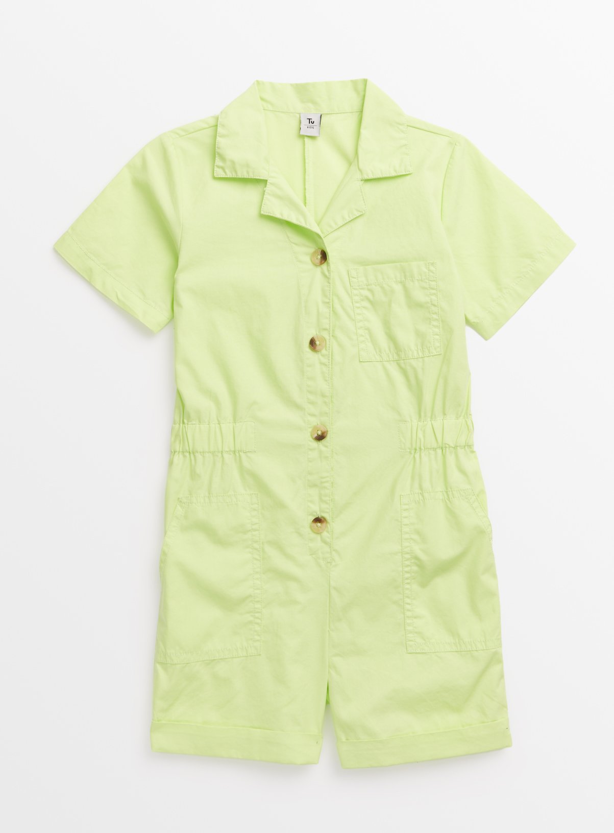 Lime Green Poplin Utility Playsuit 