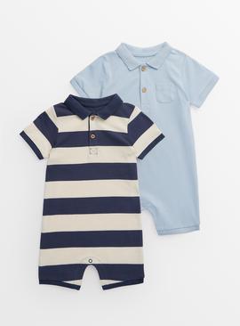 Blue Polo Romper 2 Pack Up to 3 mths