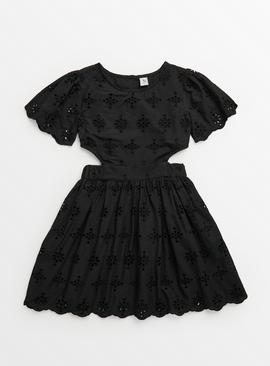 Black Cut Out Broderie Woven Dress 