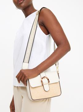 Cream & Straw Camera Bag With Buckle One Size