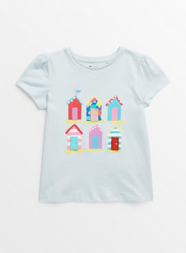 Light Blue Beach Hut Print T-Shirt 