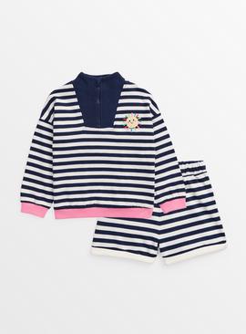 Navy Stripe Sweatshirt & Shorts 