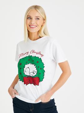 White Snoopy Christmas Graphic T-Shirt 
