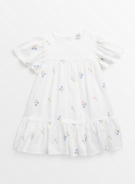 White Bloom Embroidered Dress 