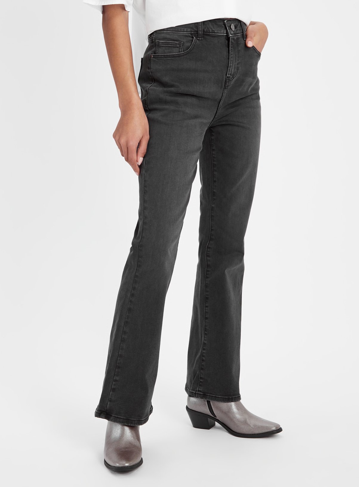 Mid Denim Lift & Shape High Waisted Flared Jeans 14S