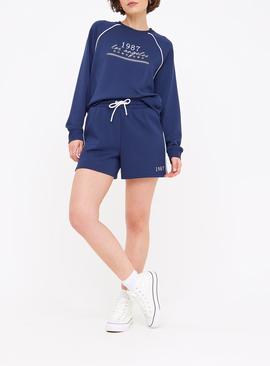 Navy Side Stripe Elevated Coord Shorts  
