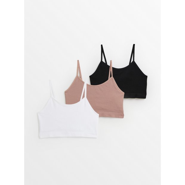 Buy Plain Ribbed Strappy Bralette 3 Pack L Bras Argos