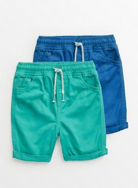 Turquoise & Blue Herringbone Shorts 2 Pack 