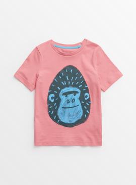 Gorilla Graphic Print Pink T-Shirt 