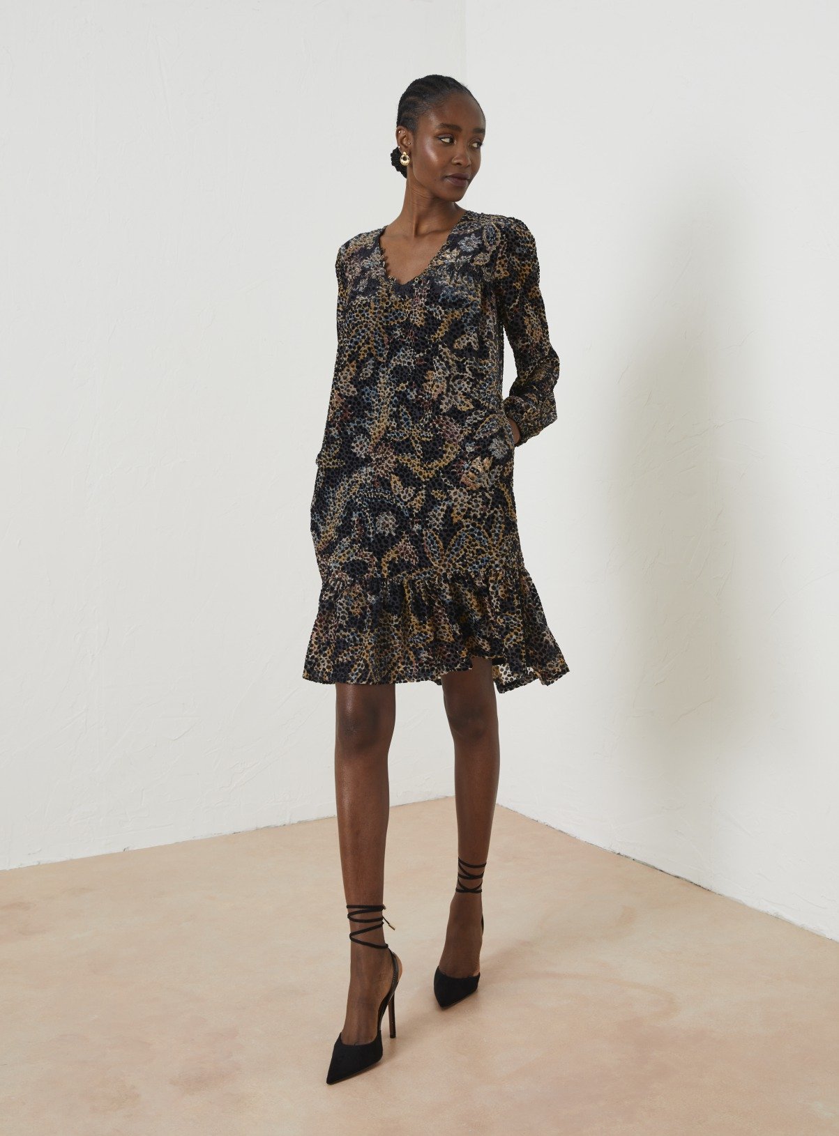 FATFACE Poplar Floral Devore Swing Dress 22