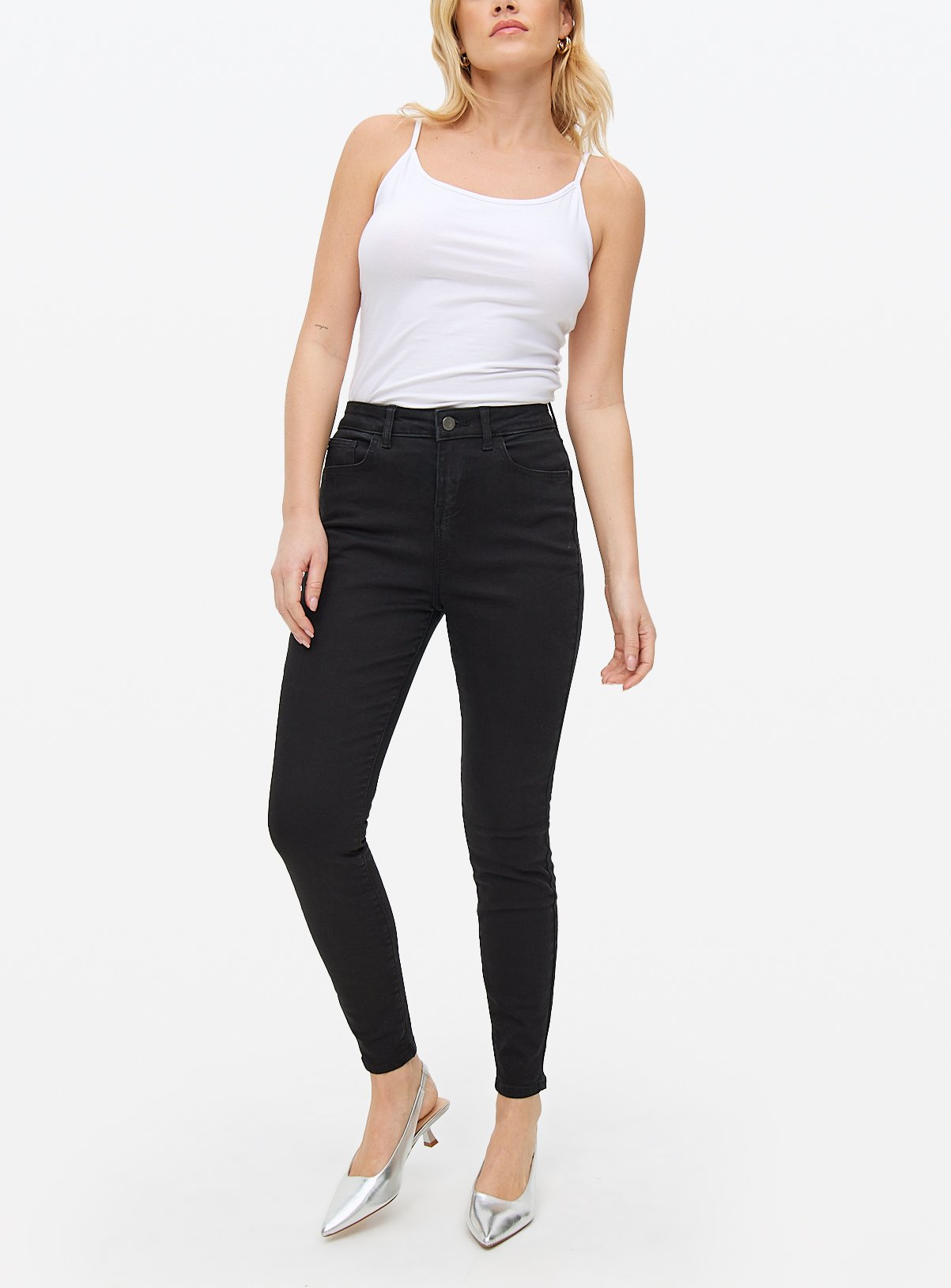 Black Shape High Waisted Skinny Jeans  14S
