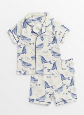 Whale Print Traditional Short Sleeve Pyjamas 