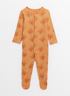 Orange Tiger Print Long Sleeve Sleepsuit 