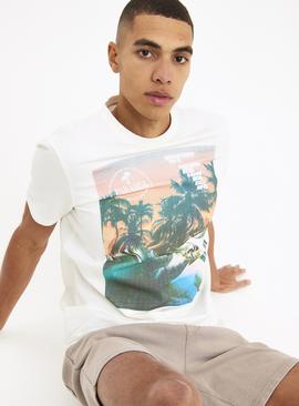Cream Tropical Paradise Seersucker T-Shirt 