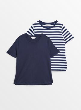 MATERNITY Nursing Navy Stripe Short Sleeve T-Shirt 2 Pack  