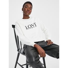 White Love Logo Relaxed Fit Sweatshirt 