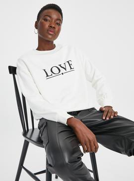 White Love Logo Relaxed Fit Sweatshirt 