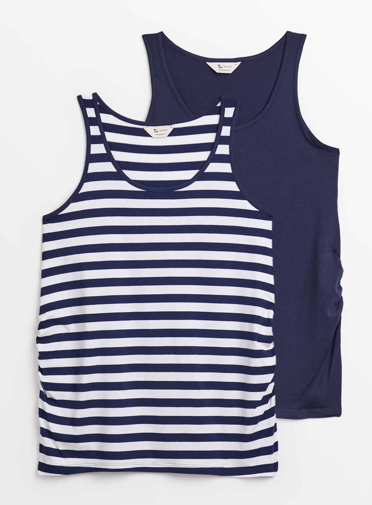 MATERNITY Navy & Stripe Vest Top 2 Pack 18