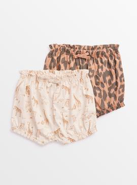 Safari & Leopard Print Shorts 2 Pack Up to 3 mths