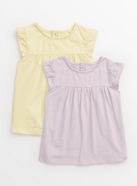Lilac & Yellow Broderie Top 2 Pack 