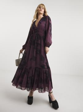 SIMPLY BE Purple Floral Print Georgette Maxi Dress 