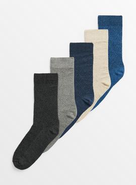 Diamond Textured Ankle Socks 5 Pack  