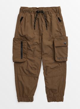 Brown Woven Cargo Trousers 