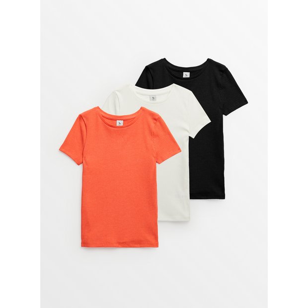 Buy White, Black & Coral Short Sleeve T-Shirts 3 Pack 12 years, Tops and t- shirts