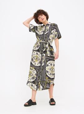 Resort Palm Print Midaxi Shirt Dress 