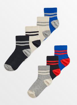 Bright Stripe Ankle Socks 7 Pack 