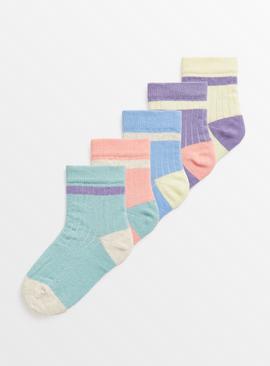 Colour Block Ankle Socks 5 Pack 