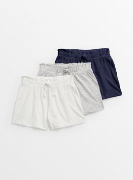 Grey, White & Navy Jersey Shorts 3 Pack 