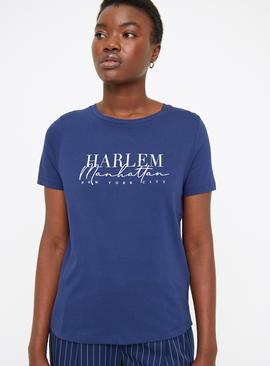Navy Harlem Graphic Print T-Shirt 