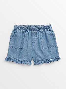 Denim Blue Frill Shorts  
