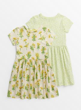 Yellow Floral Bloom Jersey Dresses 2 Pack  5 years