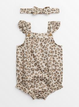 Leopard Print Bodysuit & Headband Set 