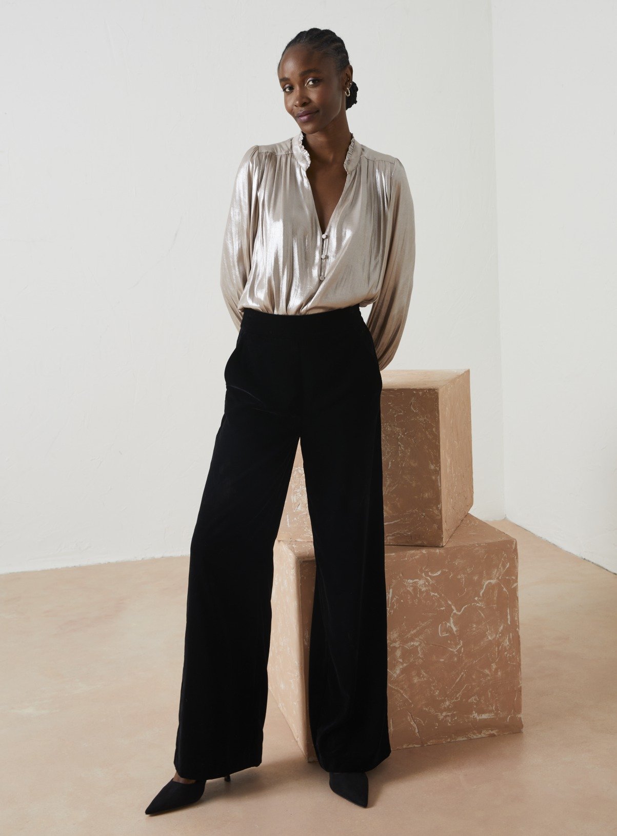 FATFACE Wide Leg Velvet Trousers 