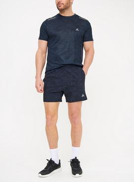 Active Navy Printed Short Leg Shorts 