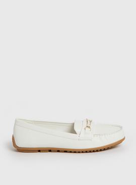 White Driving Loafers  