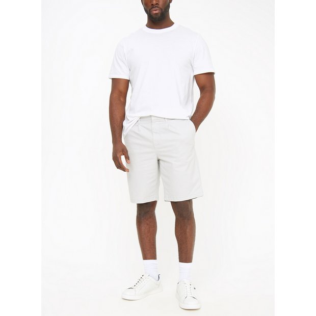 Buy Light Grey Pleat Front Chino Shorts 44 | Shorts | Argos