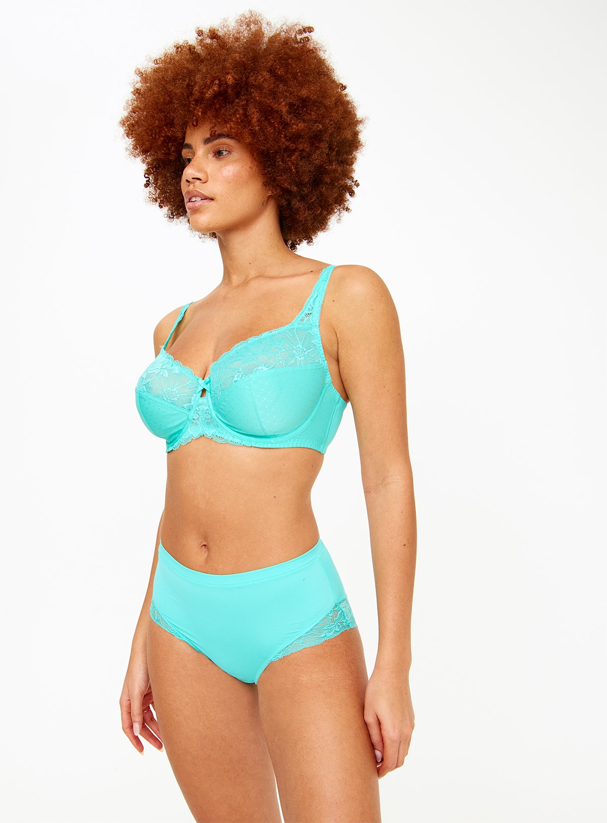 DD+ Turquoise Lace Underwired Full Cup Bra