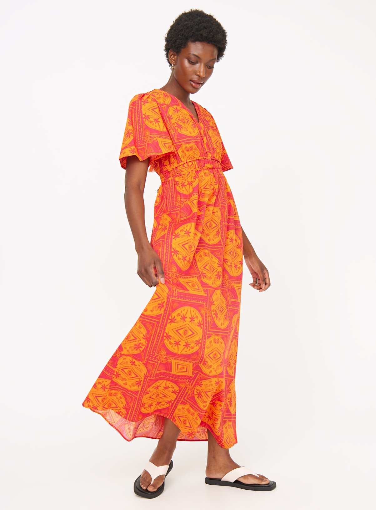 Pink Palm Print Maxi Dress 