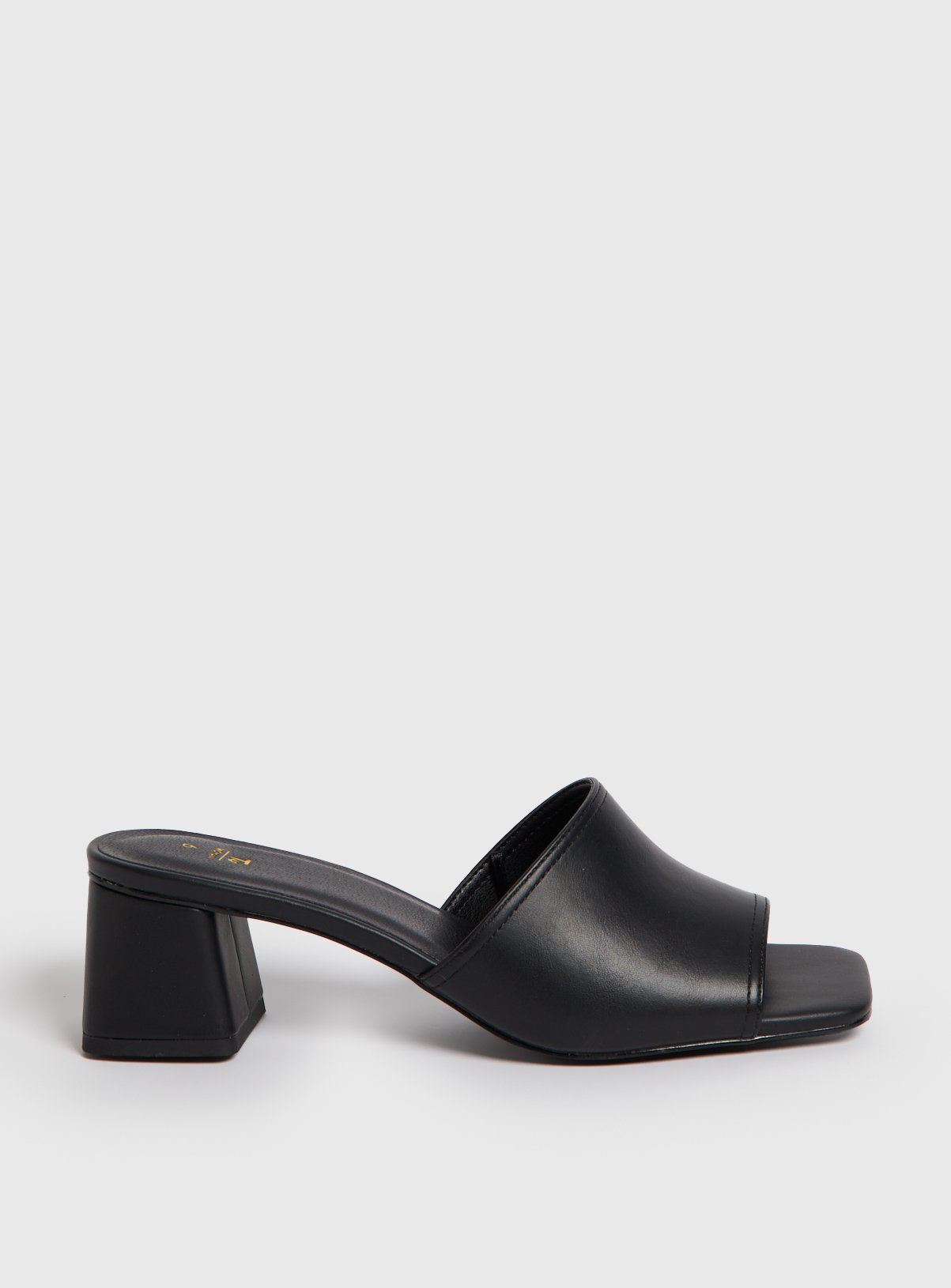 Black Block Heeled Mule 
