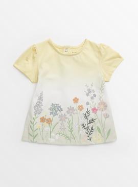 Yellow Ombre Floral T-Shirt 18-24 months