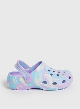 Pastel Tie-Dye Clogs With Ankle Strap 