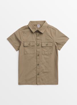 Khaki Short Sleeve Utility Shirt  