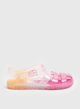 Ombre Pink Glitter Jelly Sandals  